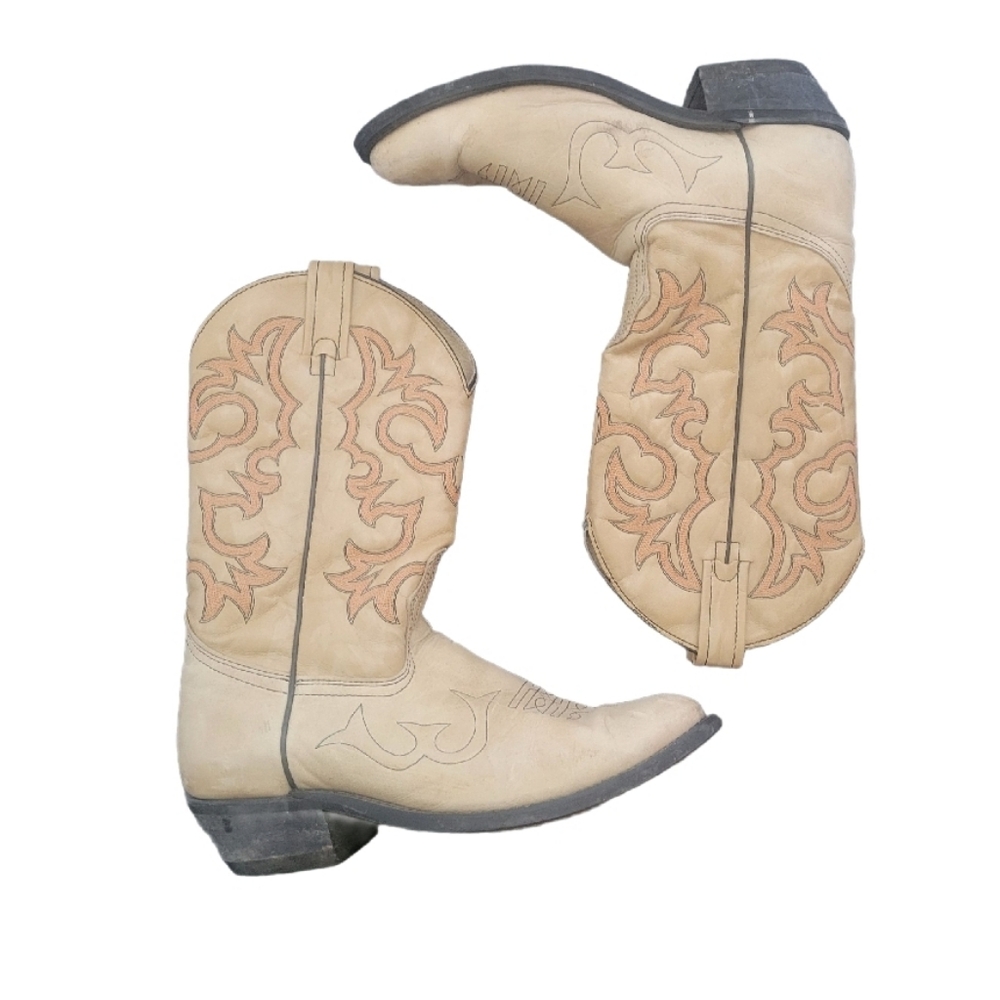 VTG BULLRIDER Cowboy Boots Mens Size US 8.5 Womens US 10.5 Western Embroidered